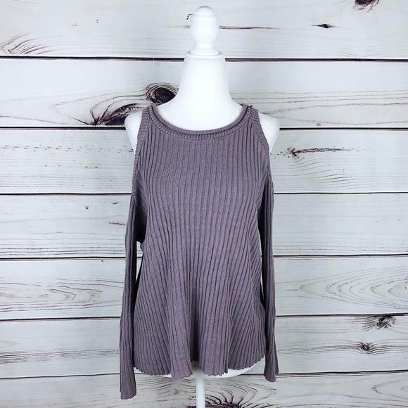 Say What? Pink Ribbed Cold Shoulder Pullover M - Picture 2 of 7